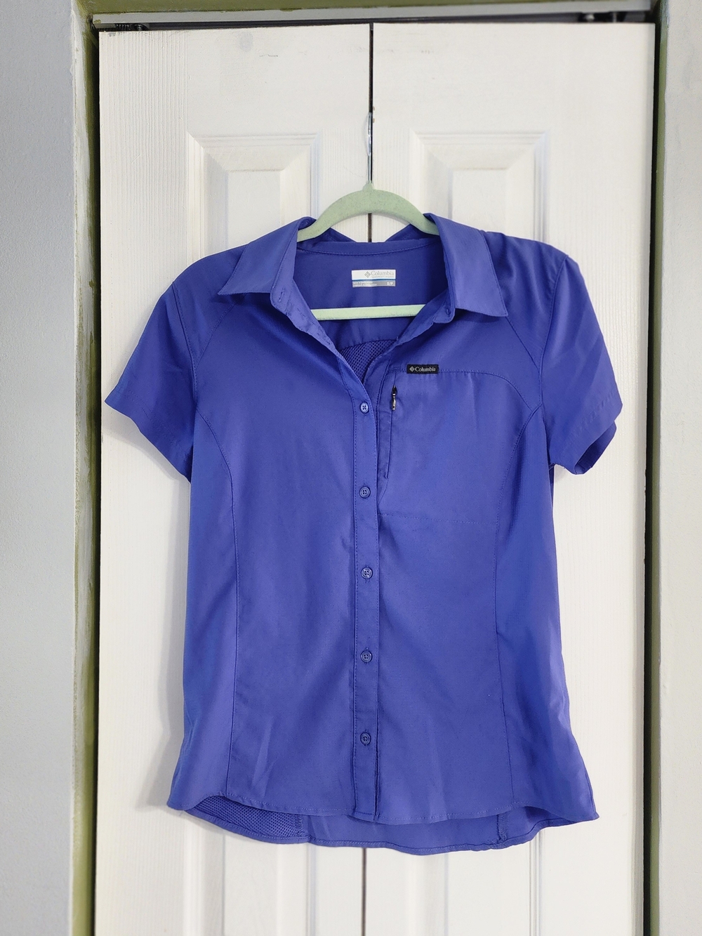 Columbia Short Sleeve Shirt - Purple Size SP Hiking Fishing